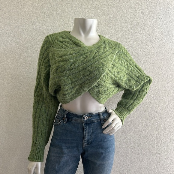 NWOT Zara cable knit sleeve scarf sweater - Picture 6 of 12